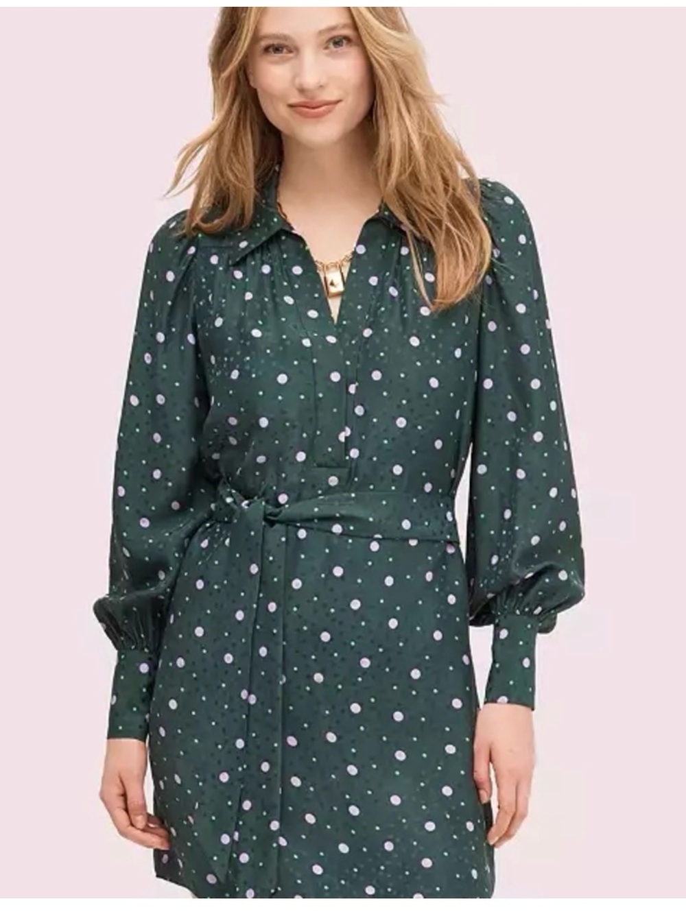 Kate Spade Green Notched Collar Mini Dress